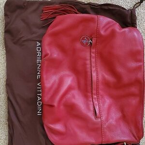 Red leather Adrienne Vittadini hobo handbag